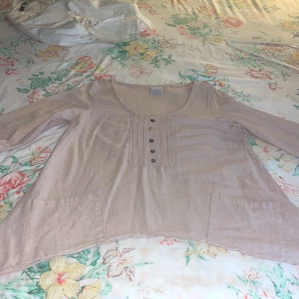 Long beige cotton tunic-top.